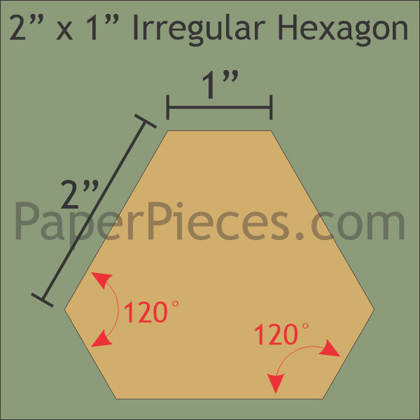 2" x 1" Irregular Hexagon