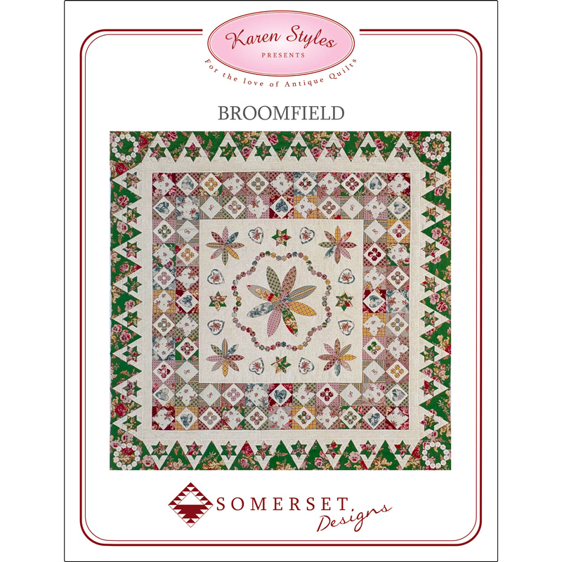 Broomfield Pattern and 5 Piece Acrylic Fabric Cutting Template Set by Karen Styles of Somerset Patchwork