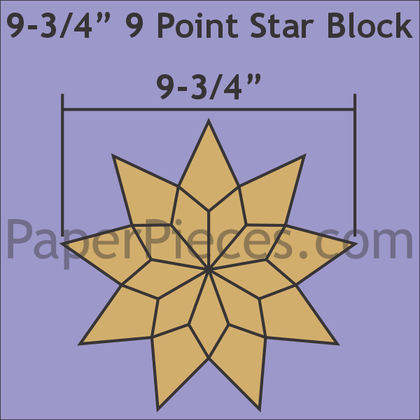 9-3/4" 9 Point Star Block