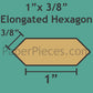 1" x 3/8" Elongated Hexagon