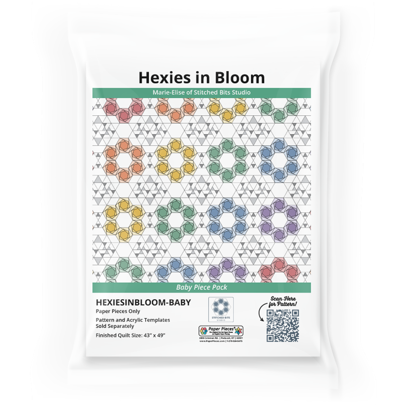 Hexies in Bloom by Marie-Élise McNeeley of Stitched Bits Studio