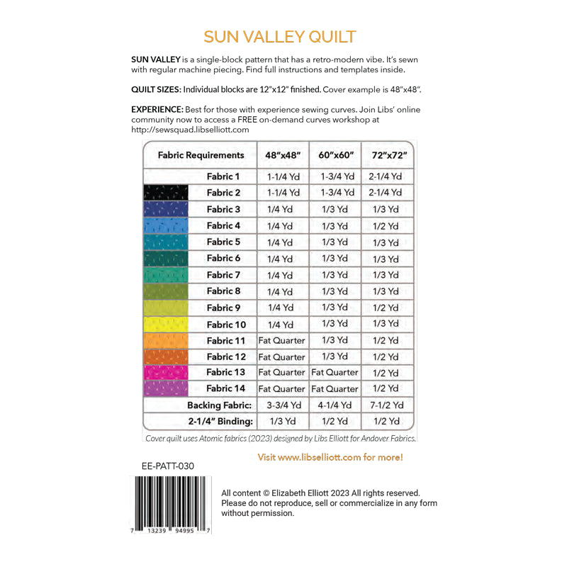 Sun valley Quilt Pattern by Libs Elliott