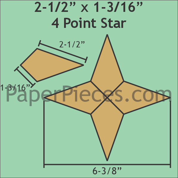 2-1/2" x 1-3/16" 4 Point Star