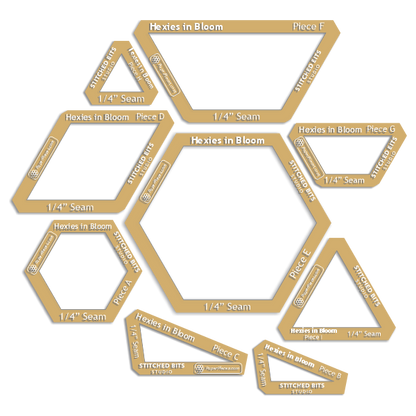 Hexies in Bloom by Marie-Élise McNeeley of Stitched Bits Studio