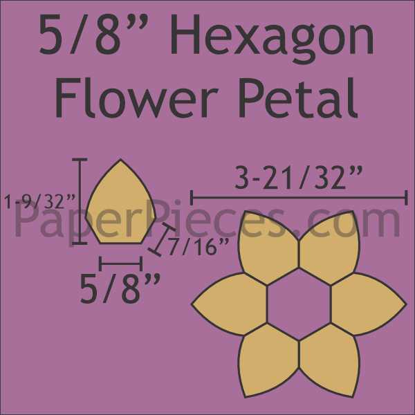 5/8" Hexagon Flower Petal