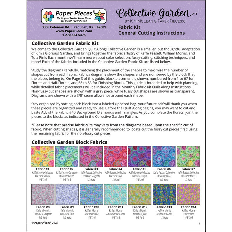 Collective Garden Fabric Kit Cutting Guide