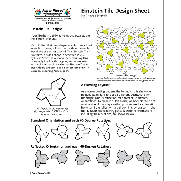 Tile Drawing.pdf Einstein Tile Design Sheet (FREE PDF Download!) – Paper Pieces
