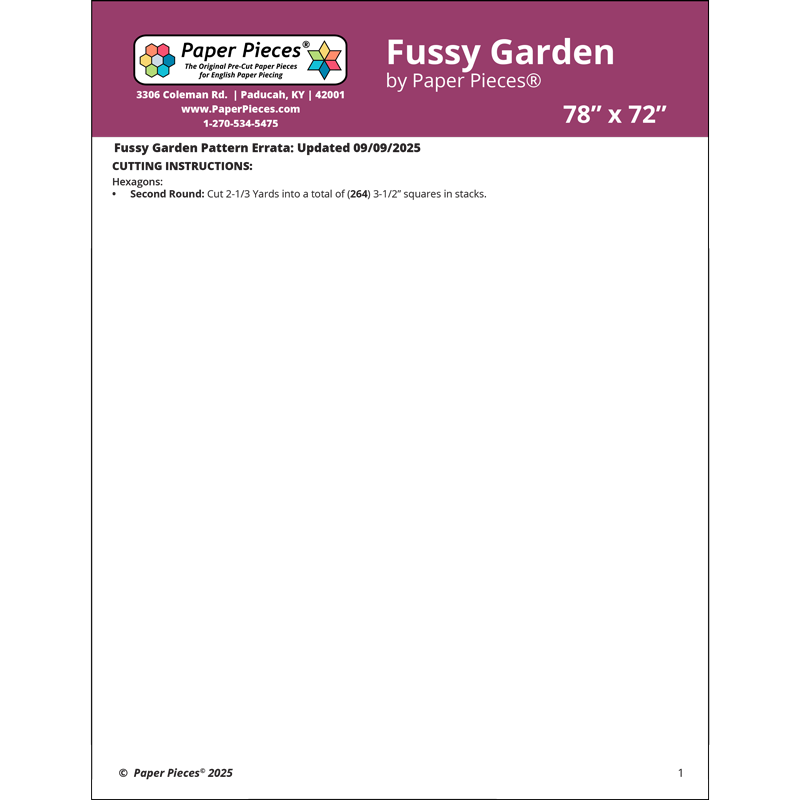 Fussy Garden Errata