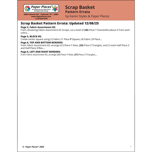 Scrap Basket by Karen Styles Paper Pieces Errata