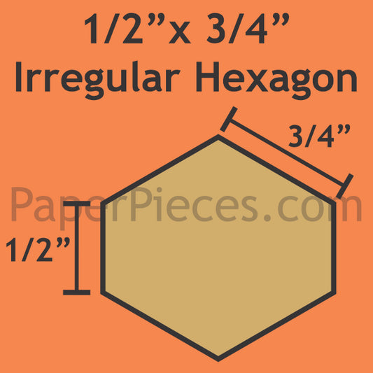 1/2" X 3/4" Irregular Hexagon