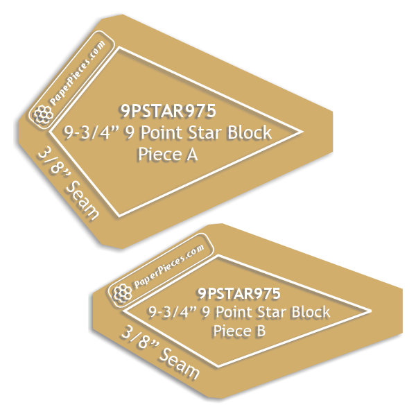 9-3/4" 9 Point Star Block