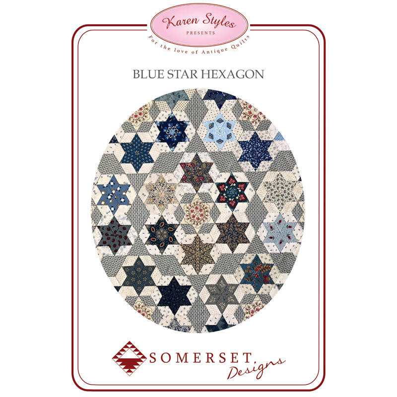 Blue Star Hexagon Pattern by Karen Styles