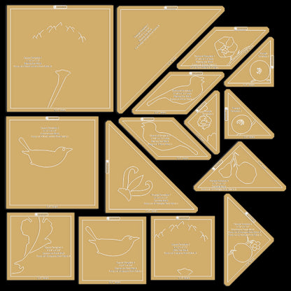 Star Sampler by Kaffe Fassett x William Morris: 15 Piece Acrylic Fabric Cutting Template Set with 1/4" Seam Allowance