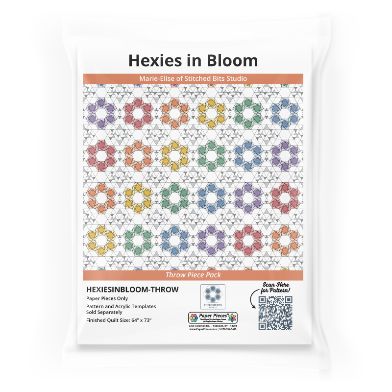 Hexies in Bloom by Marie-Élise McNeeley of Stitched Bits Studio