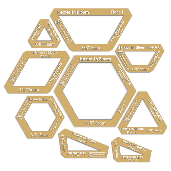 Hexies in Bloom by Marie-Élise McNeeley of Stitched Bits Studio