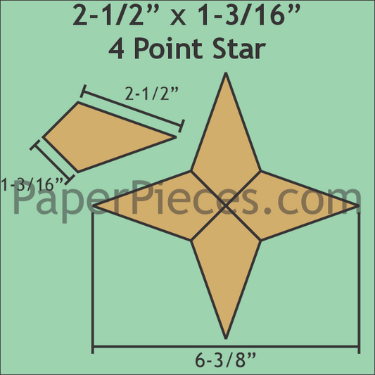 2-1/2" x 1-3/16" 4 Point Star