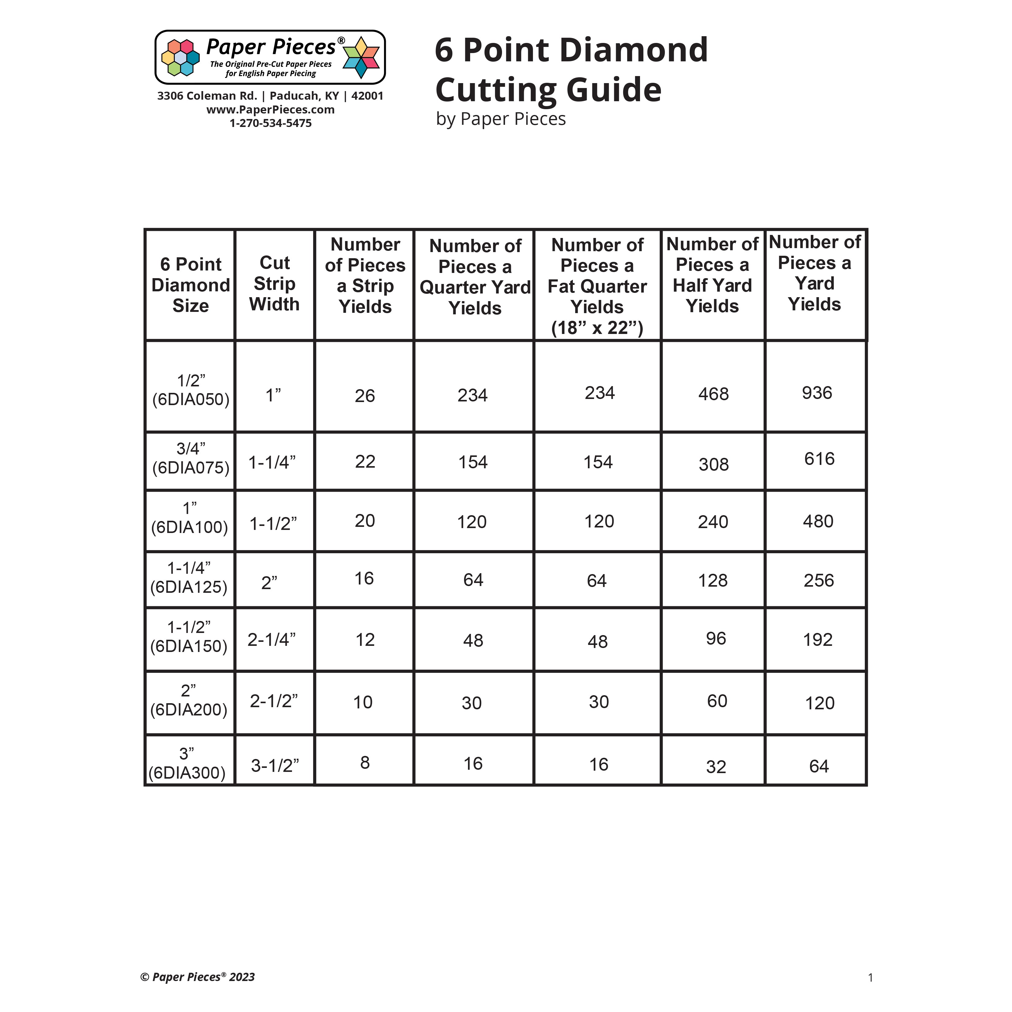 6x6 Course Diamond R Pattern 6 Point Diamond Cutting Guide (Free PDF Download) – Paper Pieces