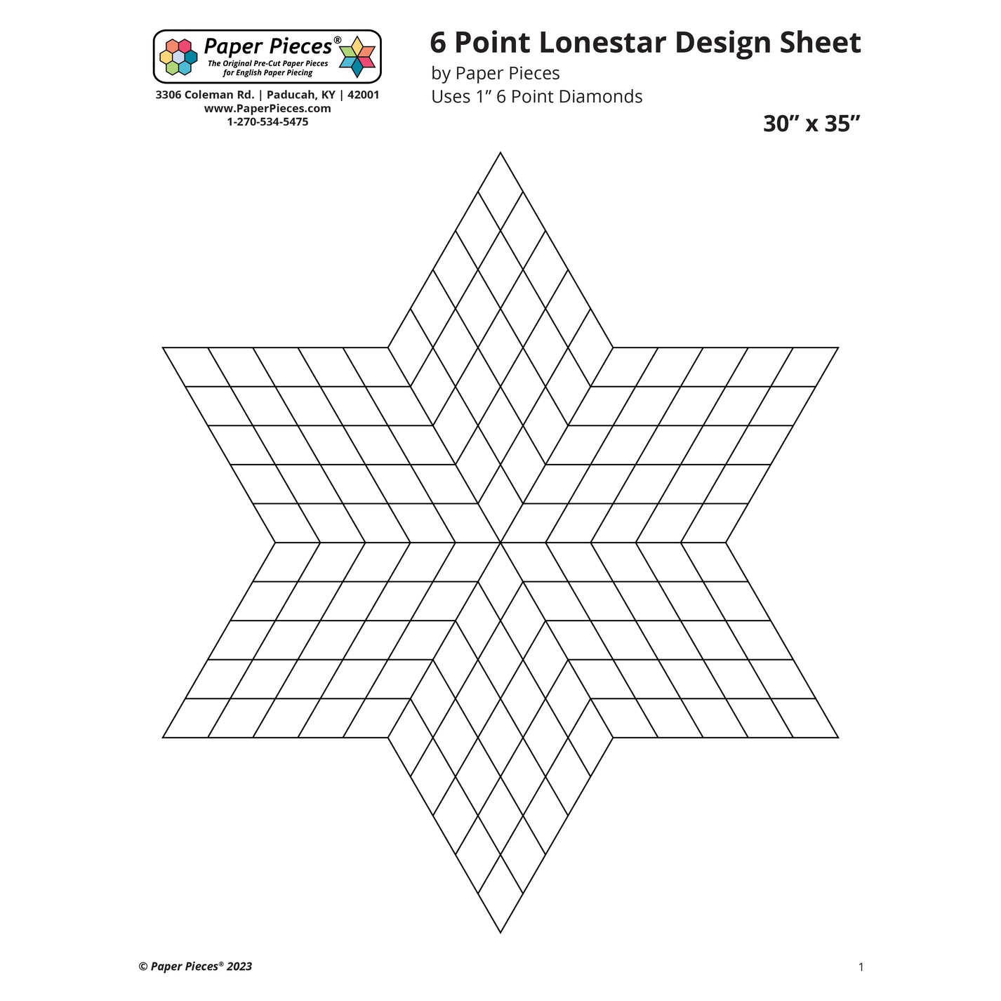 6 Point Figure 6 Point Lone Star Design Sheet (Free PDF Download) – Paper Pieces