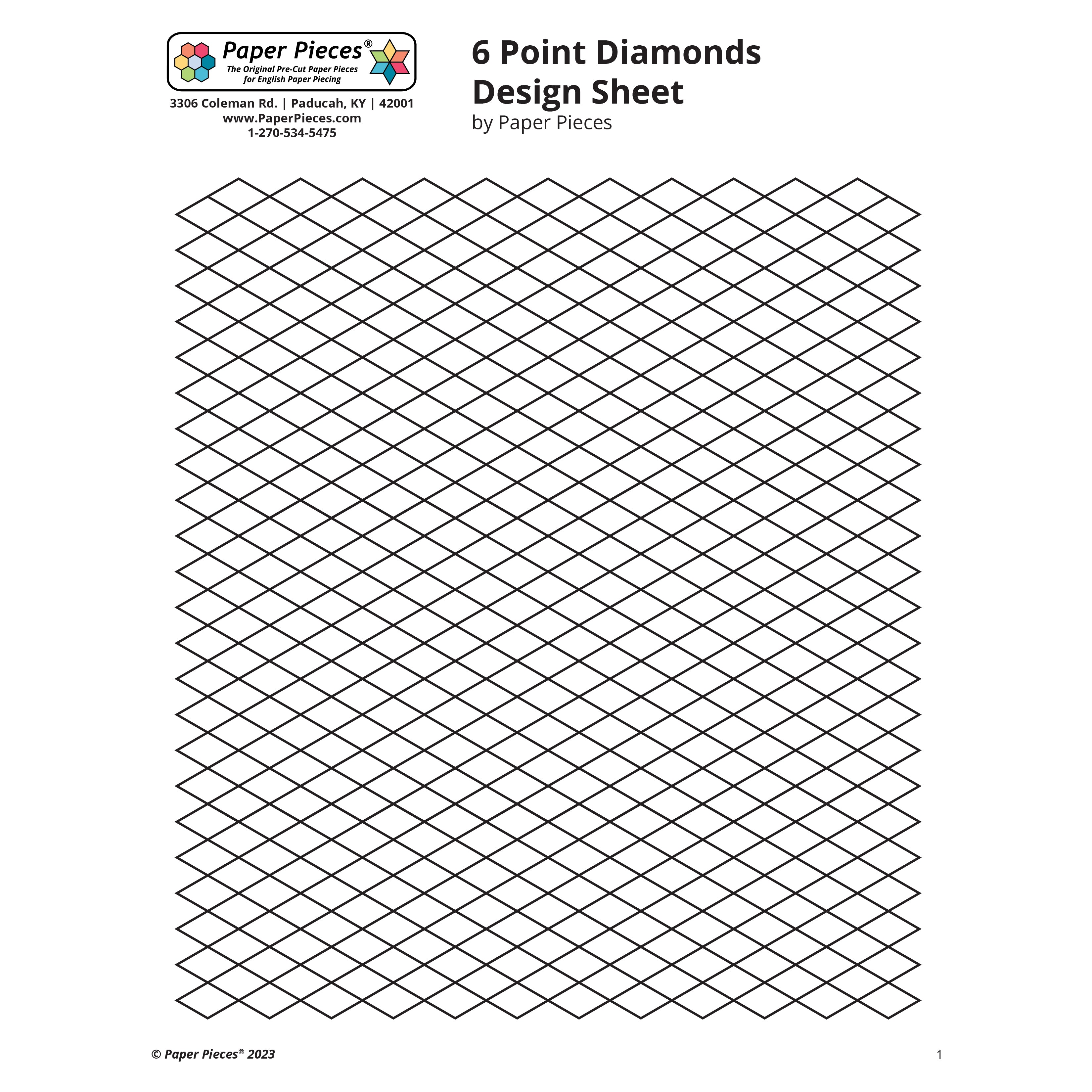 6 Point Diamond Rows Design Sheet (FREE PDF Download) – Paper Pieces