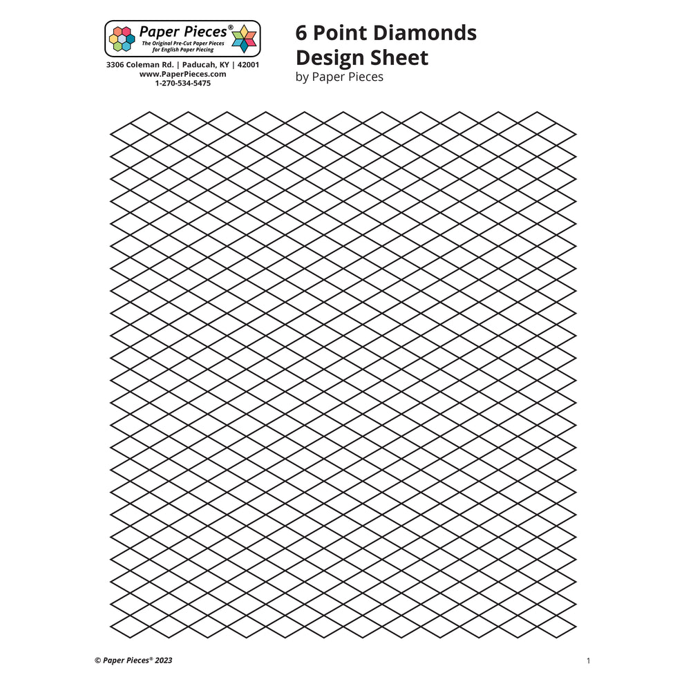 6x6 Course Diamond R Pattern 6 Point Diamond Rows Design Sheet (FREE PDF Download) – Paper Pieces