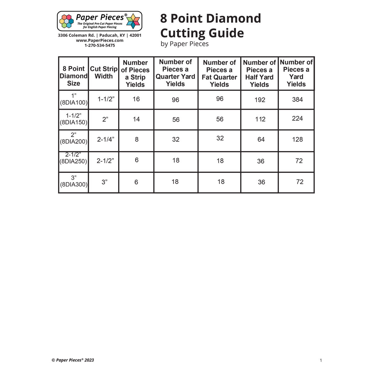 8 Point Diamond Cutting Guide (FREE PDF Download) – Paper Pieces