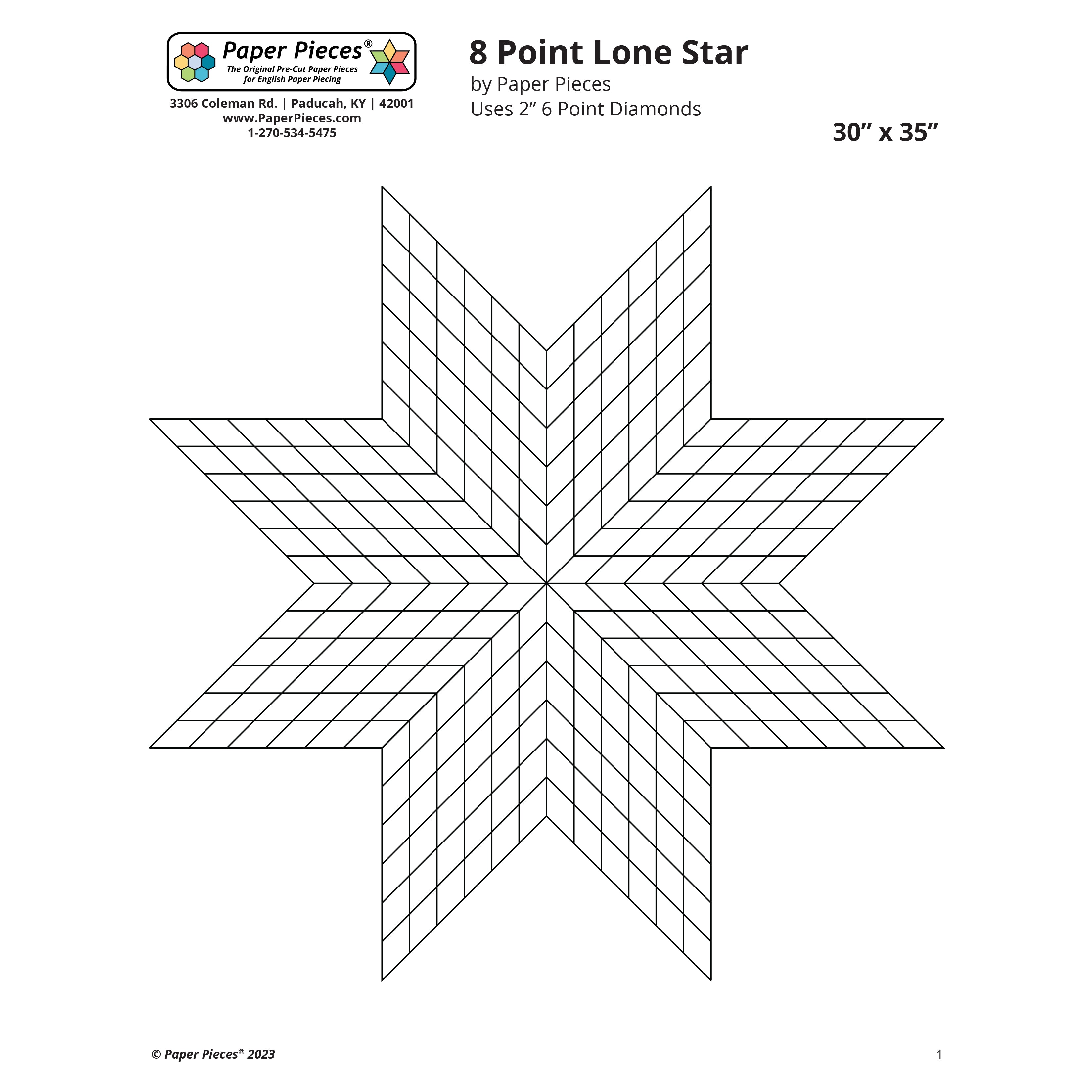 8 Point Diamond Lone Star Design Sheet (FREE PDF Download) Paper Pieces 8 Point Diamond Lone Star Design Sheet (FREE PDF Download) Paper Pieces
