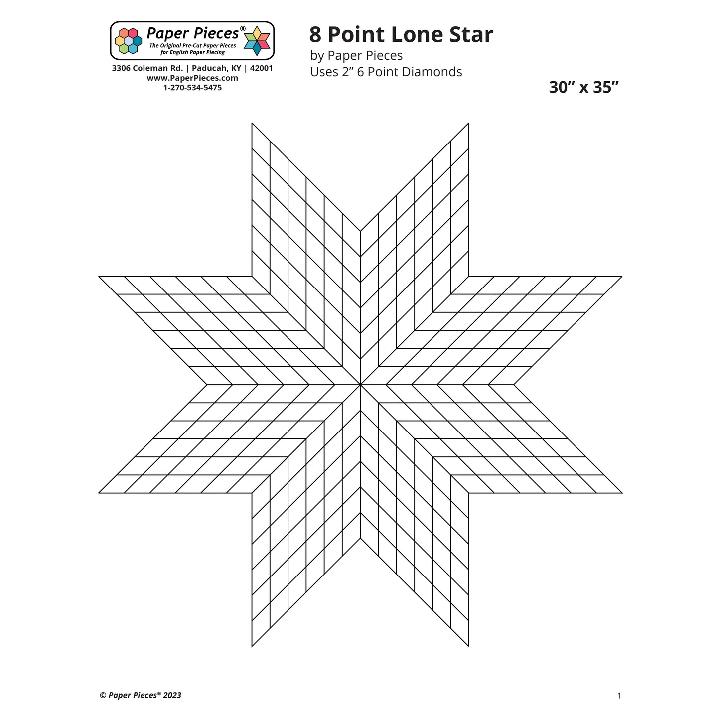8 Point Diamond Lone Star Design Sheet (FREE PDF Download)