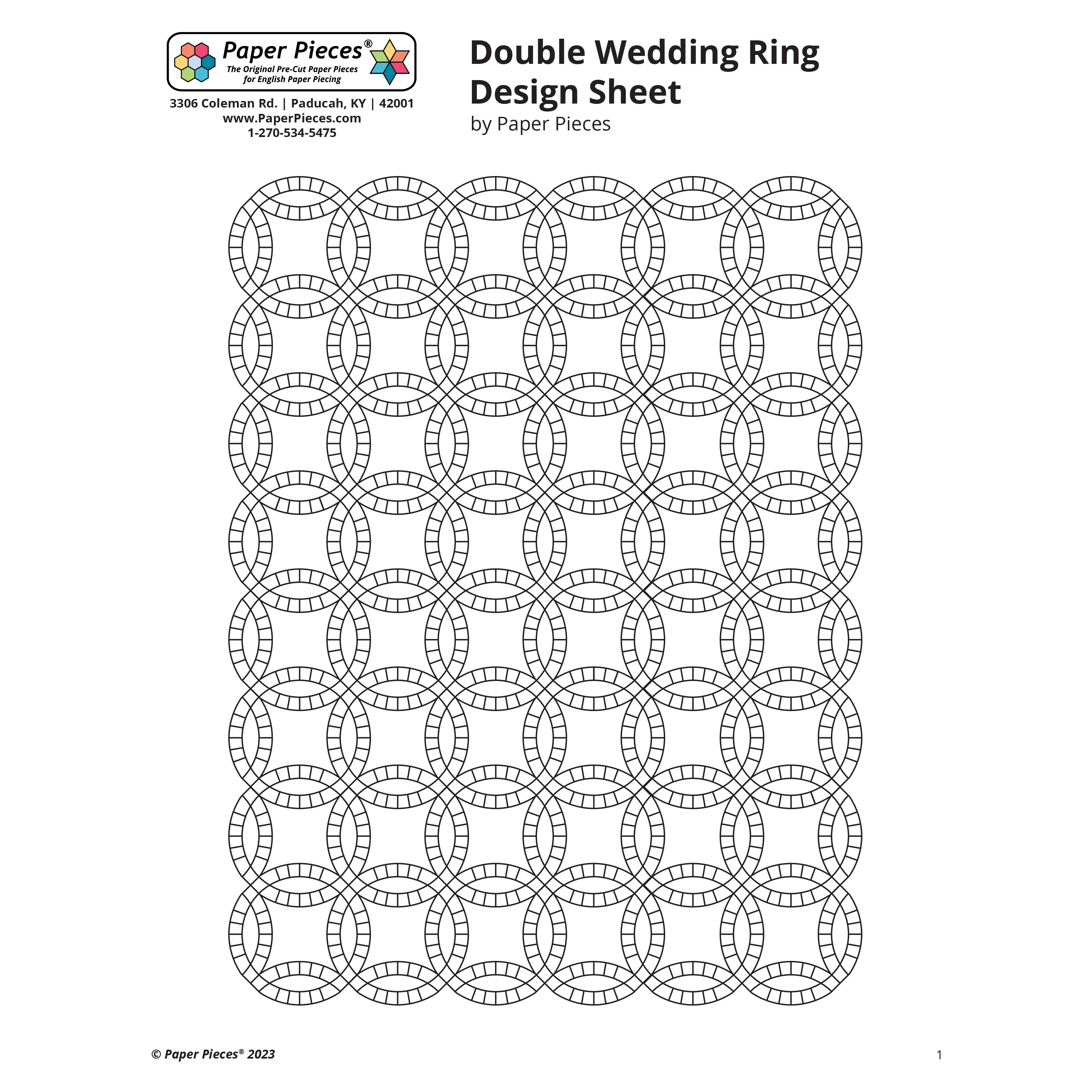 Double Wedding Ring, Printable 12 Ring. Foundation Paper Piecing