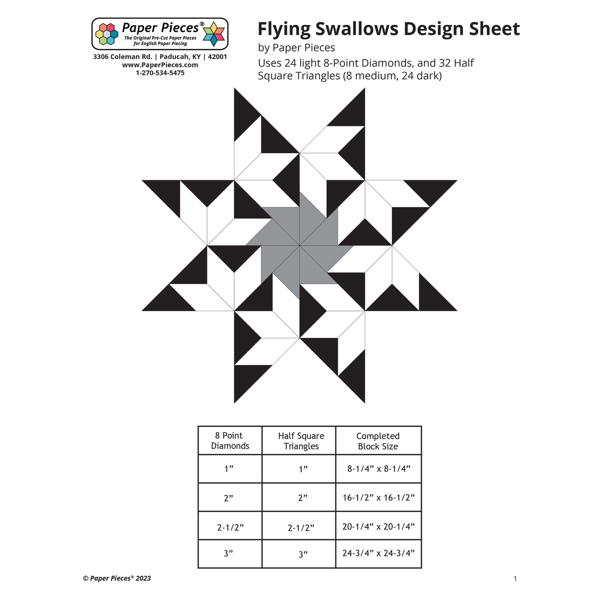 Flying Swallows Block Guide (FREE PDF Download) – Paper Pieces