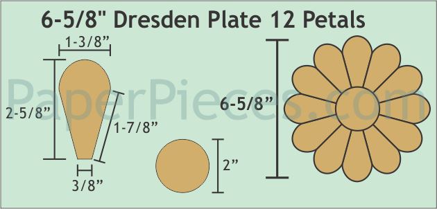 6 5 8 12 Petal Dresden Paper Pieces