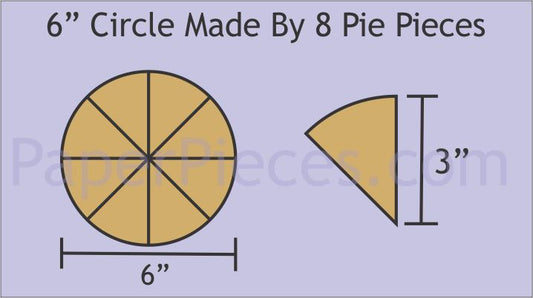 6" Diameter 8 Piece Pie Circles