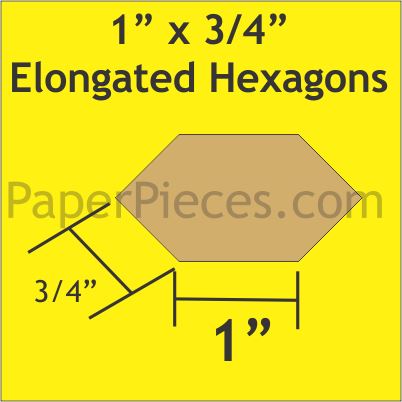 1" x 3/4" Elongated Hexagon