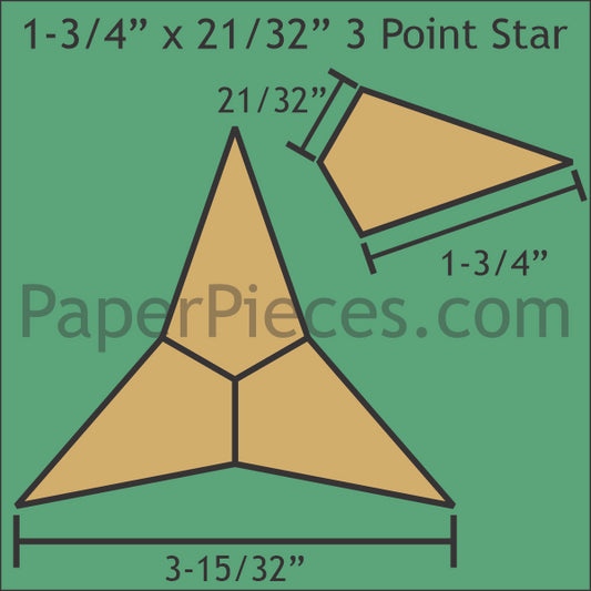 1-3/4" x 21/32" 3 Point Star
