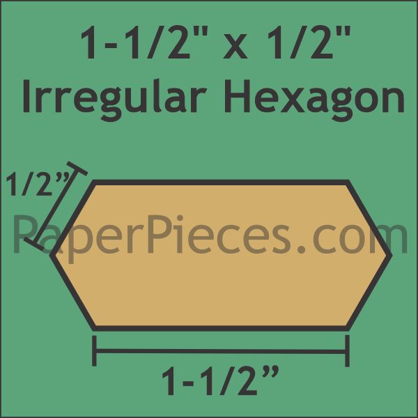 1-1/2" x 1/2" Irregular Hexagon