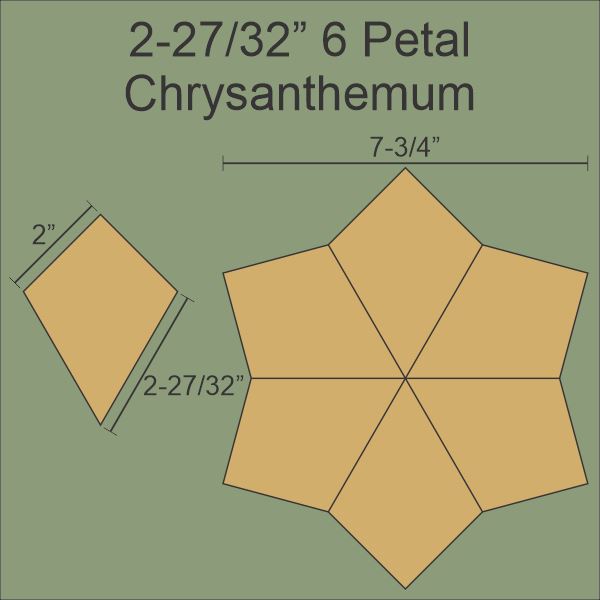 2-27/32" 6 Petal Chrysanthemum