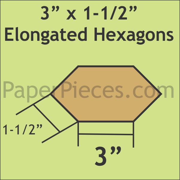 3" x 1-1/2"" Elongated Hexagons
