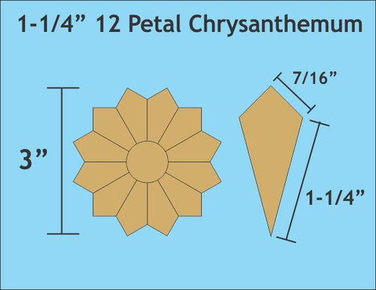 1-1/4" 12 Petal Chrysanthemums