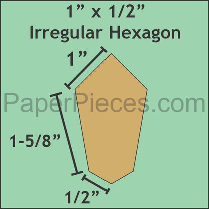 1" x 1/2" Irregular Hexagon