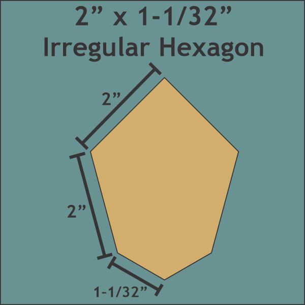 2" x 1-1/32" Irregular Hexagon
