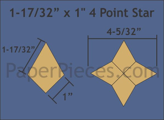 1-17/32" x 1" 4 Point Stars