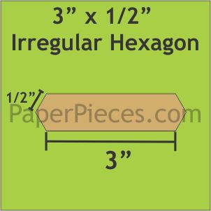 3" x 1/2" Irregular Hexagons