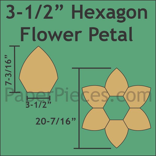 3-1/2" Hexagon Flower Petal
