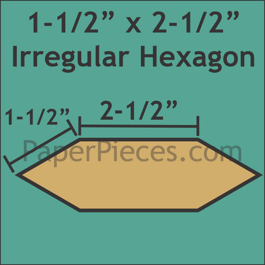 1-1/2" x 2-1/2" Irregular Hexagon
