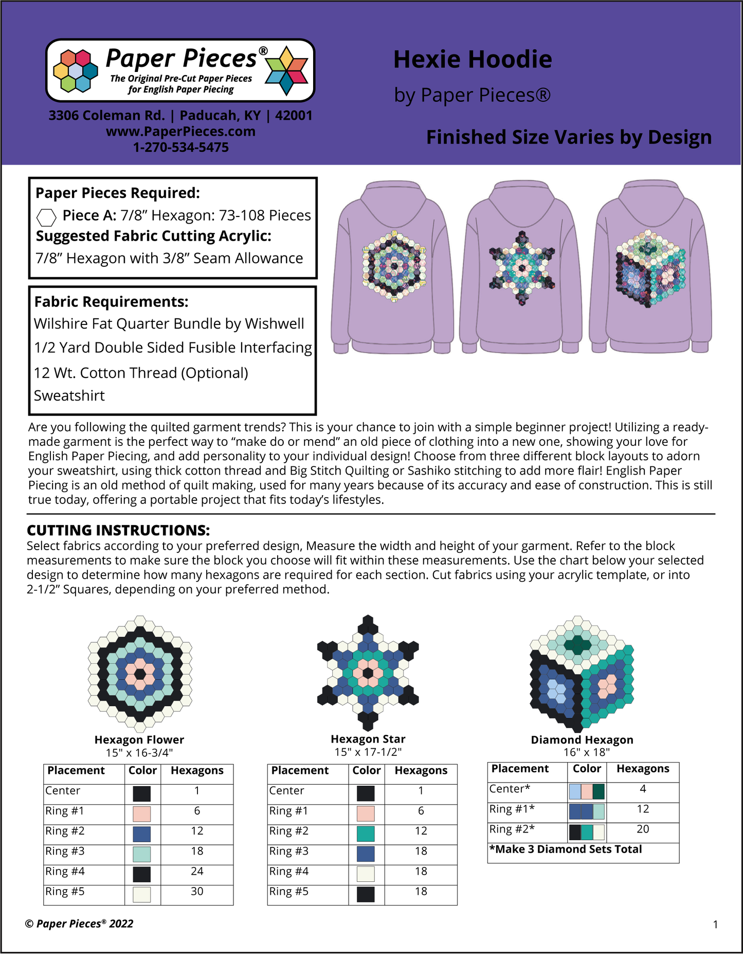 Hexie Hoodie by Paper Pieces (FREE PDF Download)