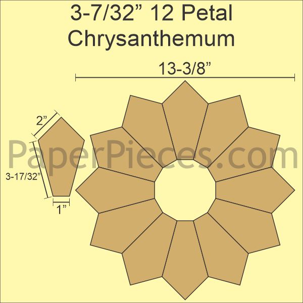 3-17/32" 12 Petal Chrysanthemum