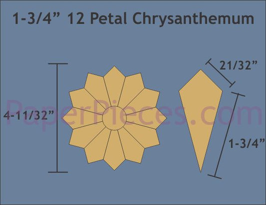 1-3/4" 12 Petal Chrysanthemums