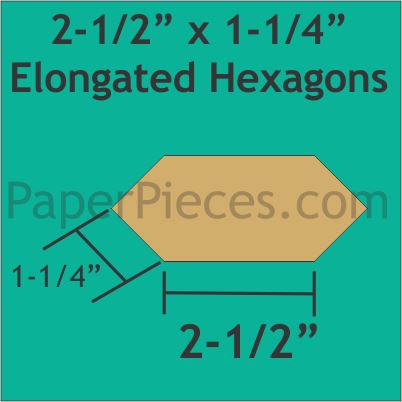2-1/2" X 1-1/4" Elongated Hexagons