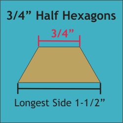 3/4" Half Hexagons