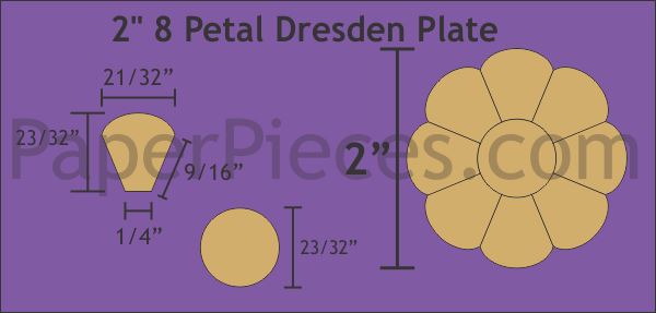 2" 8 Petal Dresden Plate