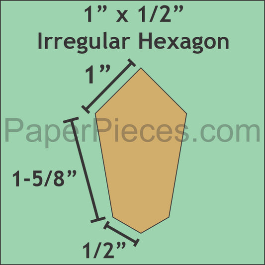 1" x 1/2" Irregular Hexagon
